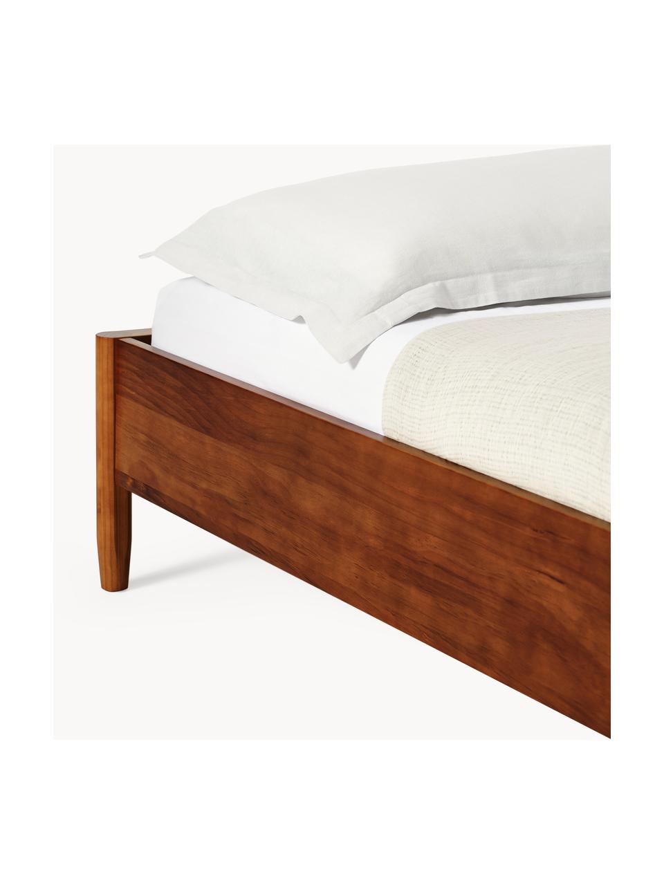 Houten bed Windsor van grenenhout, Massief grenenhout, FSC-gecertificeerd, Grenenhout, donker, B 140 x L 200 cm