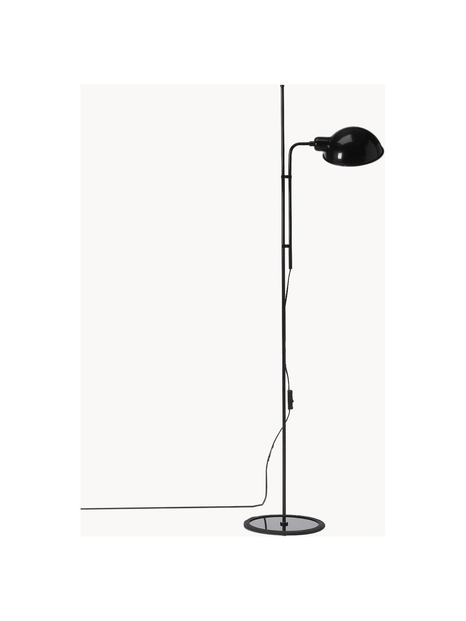 Kleine Stehlampe Funiculí mit verstellbarem Lampenschirm, Lampenschirm: Aluminium, beschichtet, Schwarz, glänzend, H 135 cm