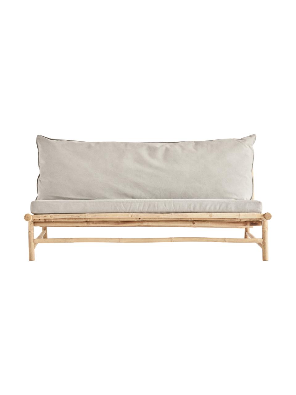 Sofá lounge de bambú Bamslow, Estructura: madera de bambú, Funda: 100% algodón, Gris, marrón, An 160 x F 87 cm