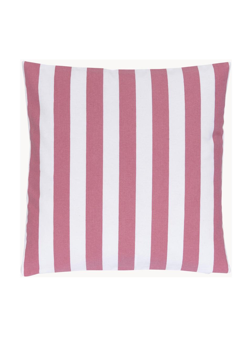 Gestreepte kussenhoes Timon in roze/wit, 100% katoen, Roze, wit, B 40 x L 40 cm