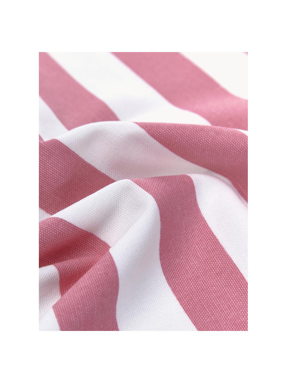 Gestreepte kussenhoes Timon in roze/wit, 100% katoen, Roze, wit, B 40 x L 40 cm