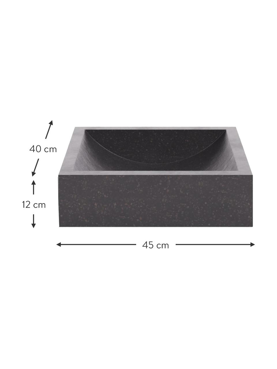 Aufsatzwaschbecken Kuveni aus Terrazzo, Terrazzo, Schwarz, Terrazzo-Optik, B 45 x T 40 cm