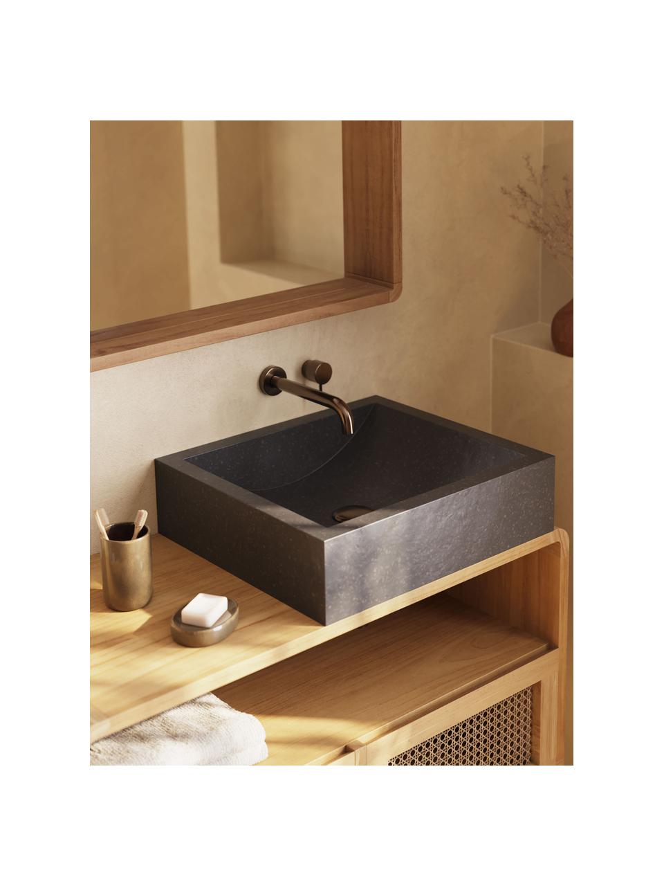 Lavabo da appoggio in terrazzo Kuveni, Terrazzo veneziano, Nero, effetto terrazzo, Larg. 45 x Prof. 40 cm