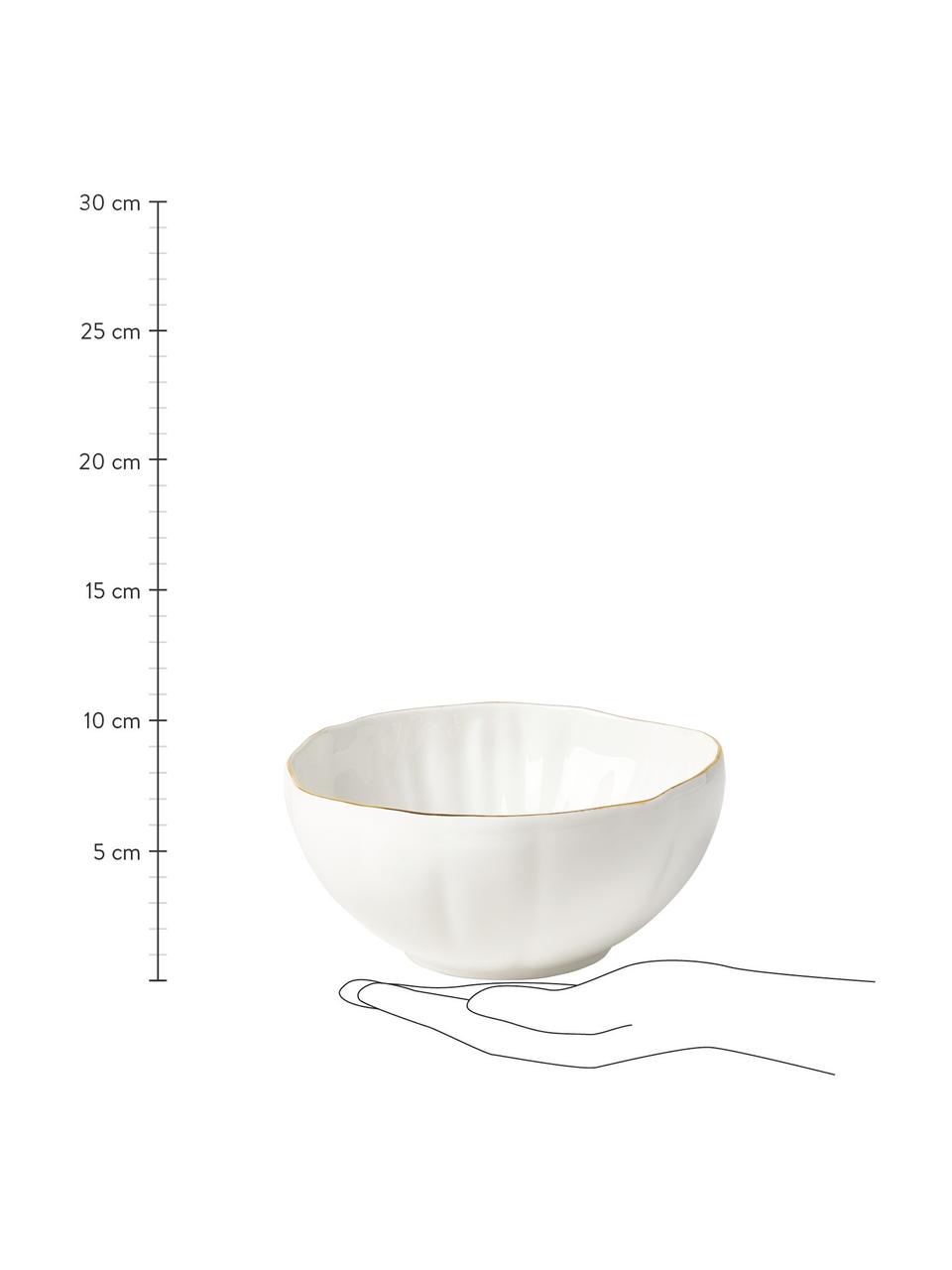 Porcelánové misky s reliéfem Sali, 2 ks, Porcelán, Bílá se zlatým okrajem, Ø 17 cm, V 8 cm