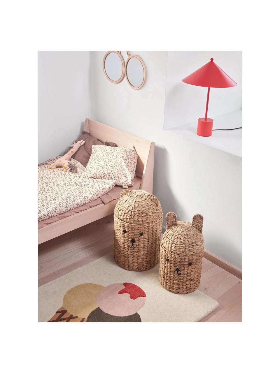 Set di 2 cestini fatti a mano con coperchi Bear & Rabbit, Fibra naturale, Beige, Set in varie misure