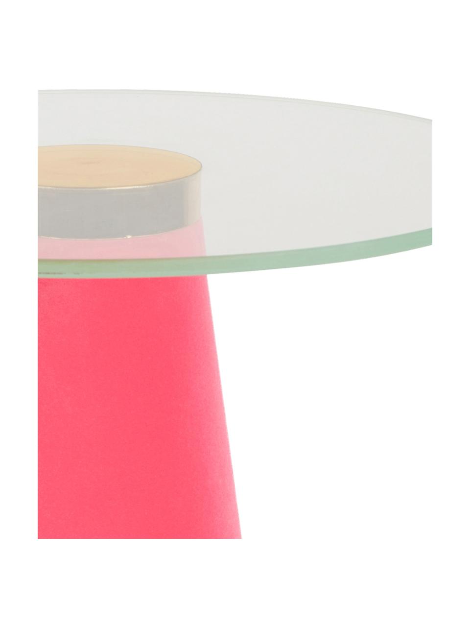 Tavolino con piano in vetro Leader Of The Fanclub, Piano d'appoggio: vetro temperato, Struttura: alluminio verniciato, Rosa, Ø 40 x Alt. 39 cm