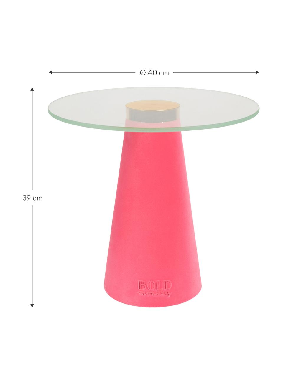 Beistelltisch Leader Of The Fanclub mit Glasplatte, Tischplatte: Hartglas, Pink, Ø 40 x H 39 cm
