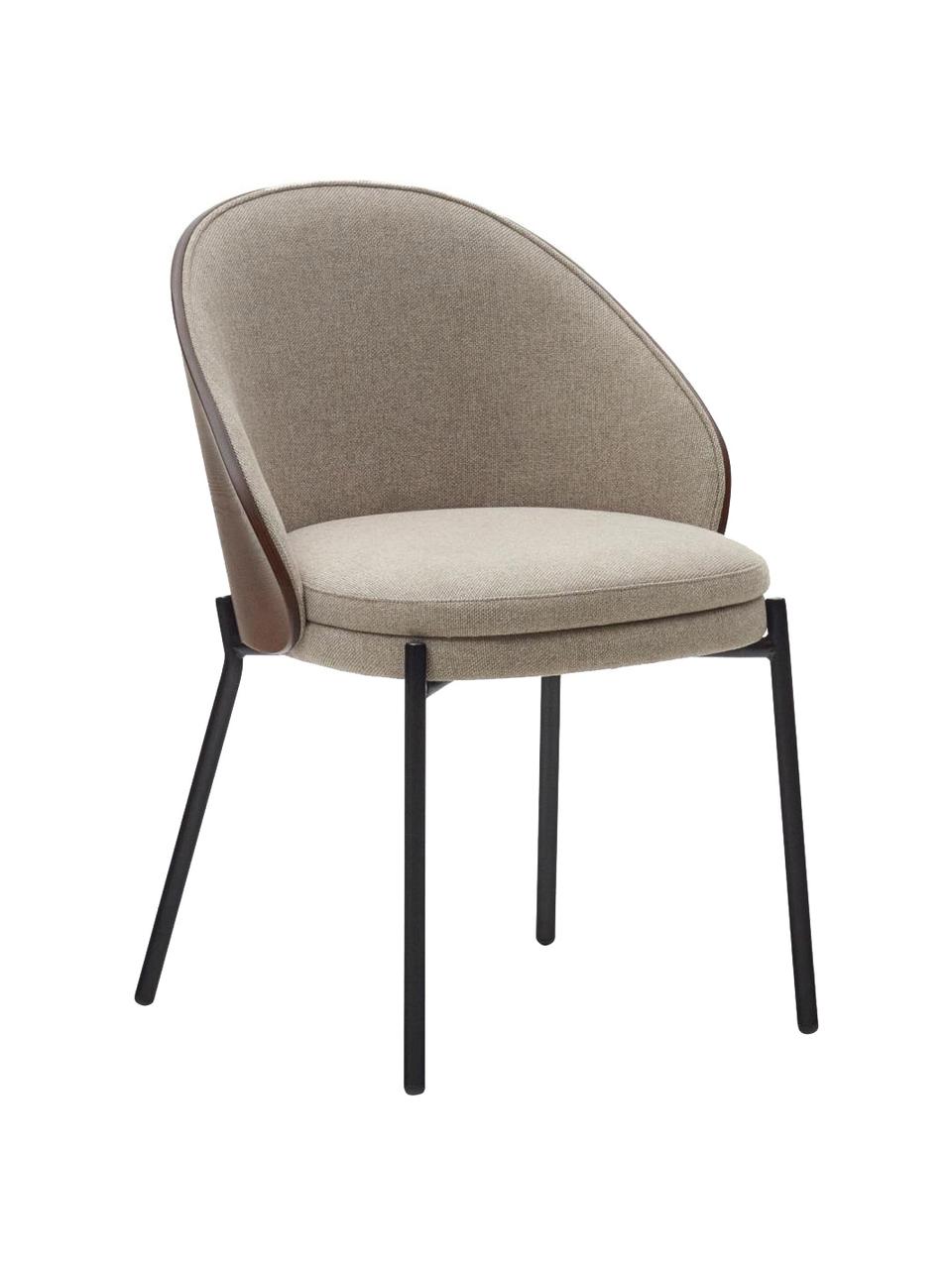 Chaise rembourrée en velours Eamy, Velours beige, noir, larg. 55 x prof. 53 cm