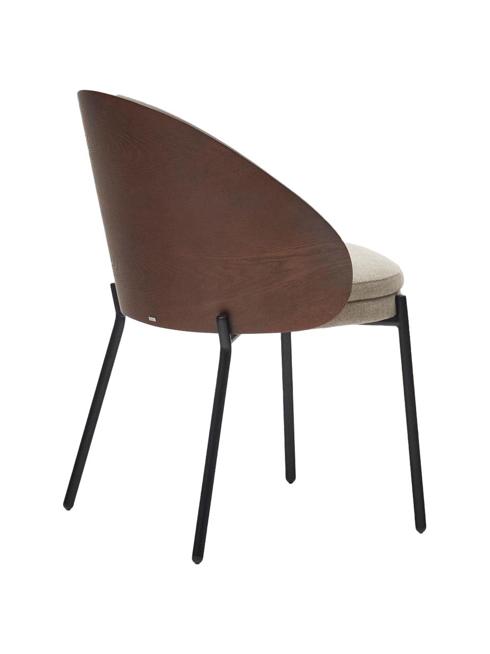 Chaise rembourrée en velours Eamy, Velours beige, noir, larg. 55 x prof. 53 cm