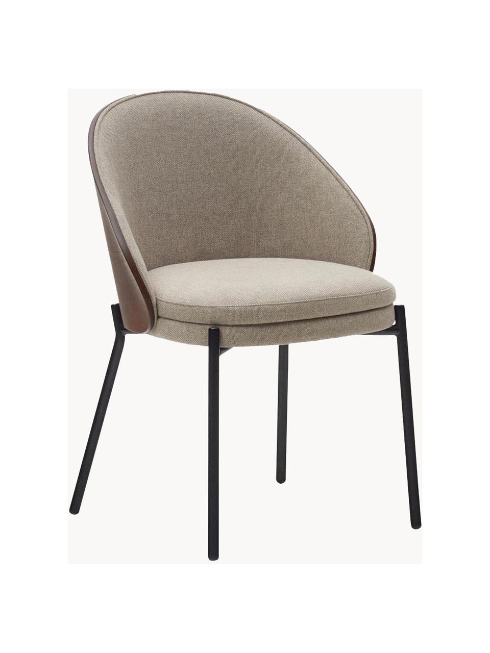 Zamatová čalúnená stolička Eamy, Zamatová béžová, čierna, Š 55 x H 53 cm