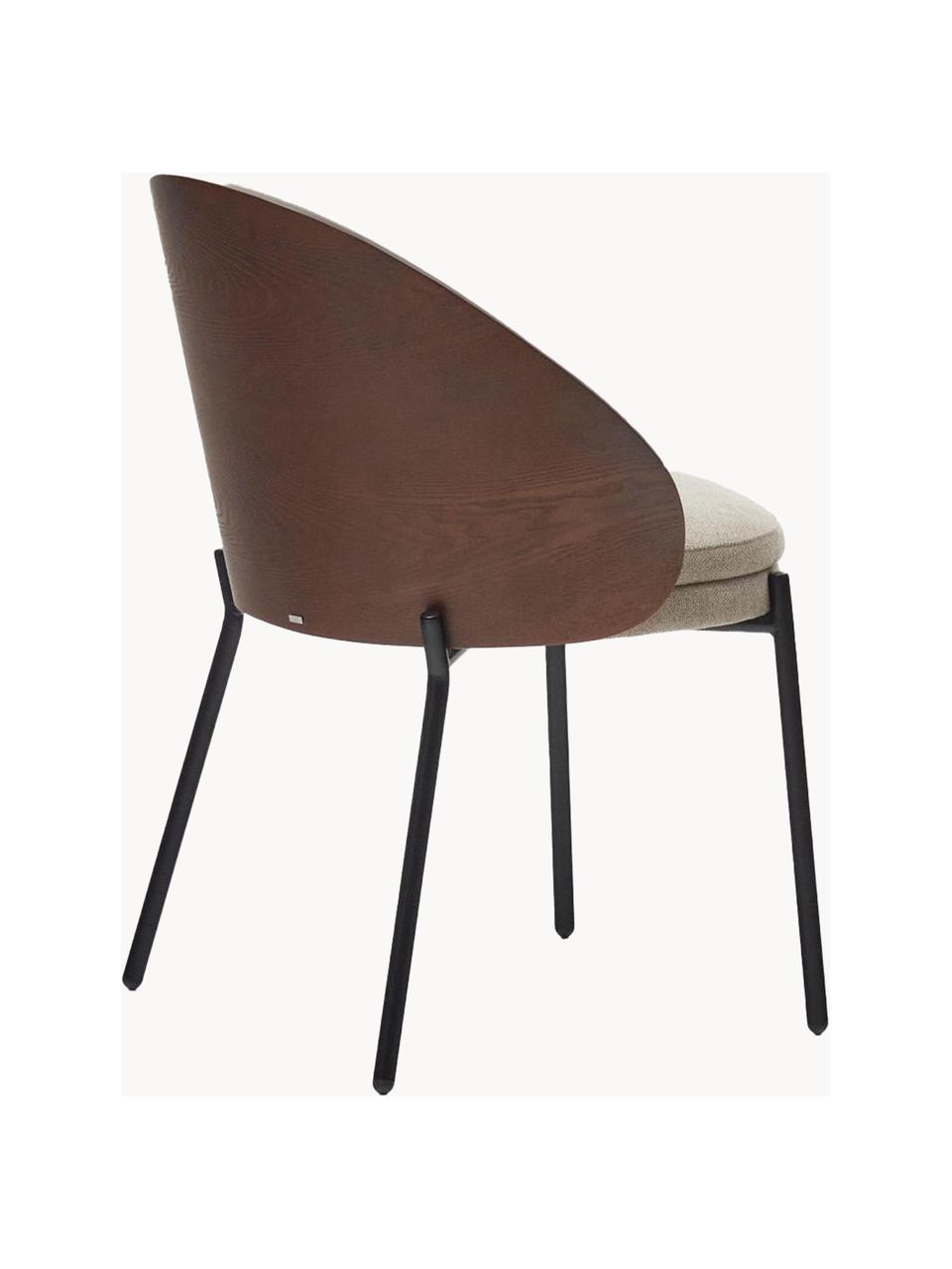 Žinylková polstrovaná židle Eamy, Béžová, černá, Š 55 cm, H 53 cm