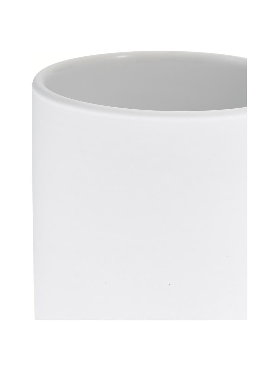 Porta spazzolini in gres Ume, Gres rivestita con superficie soft-touch (materiale sintetico), Bianco, Ø 8 x Alt. 10 cm
