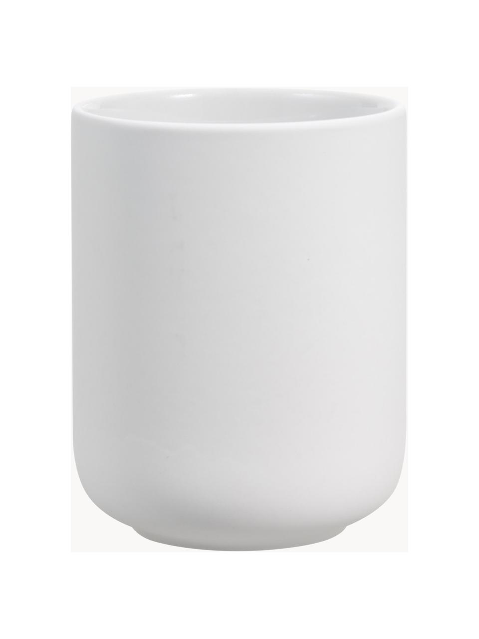 Vaso cepillo de dientes Ume, Gres revestido con superficie de tacto suave (plástico), Blanco, Ø 8 x Al 10 cm