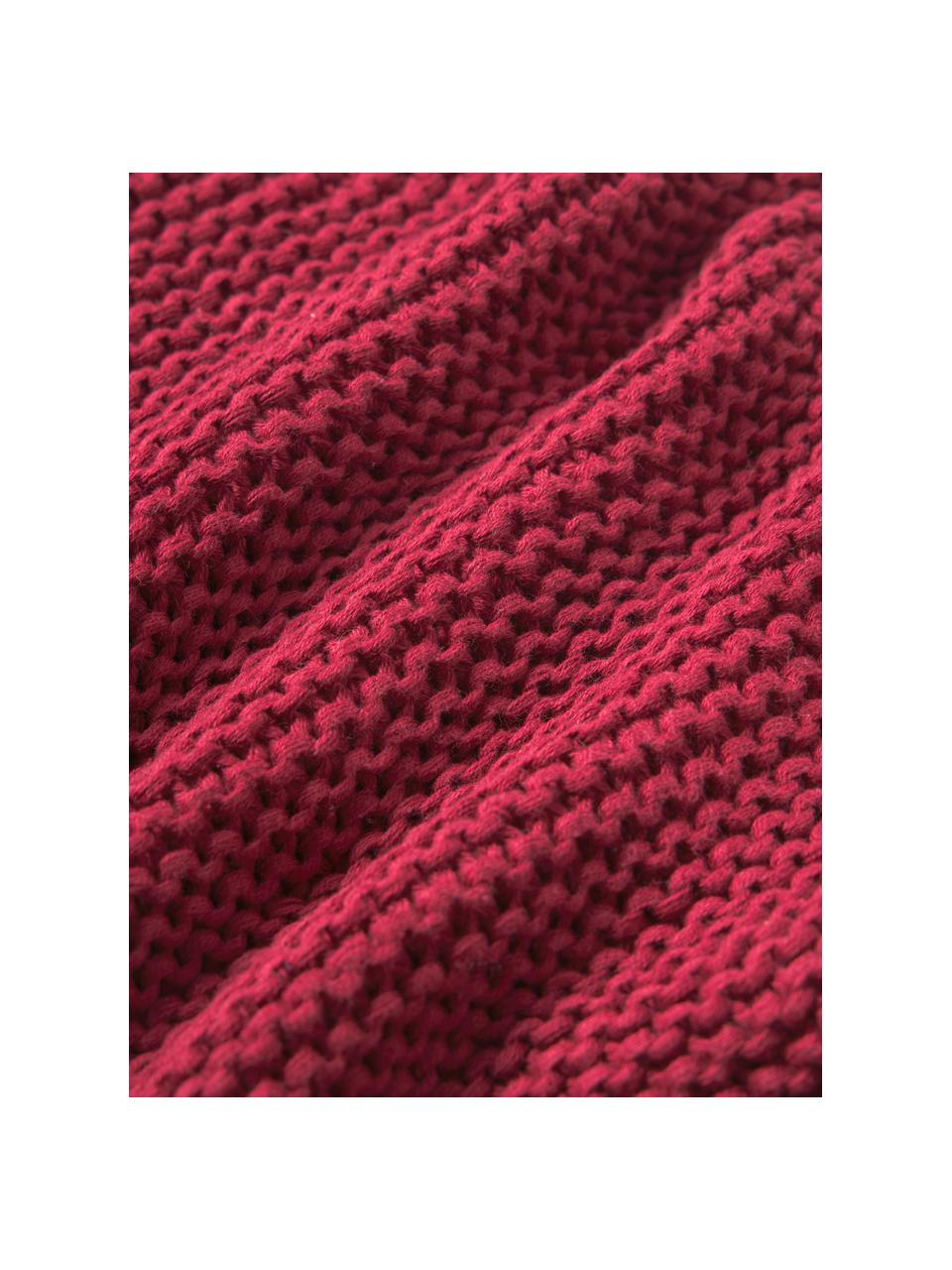 Housse de coussin en tricot de coton bio Adalyn, 100 % coton bio, certifié GOTS, Lie de vin, larg. 40 x long. 40 cm