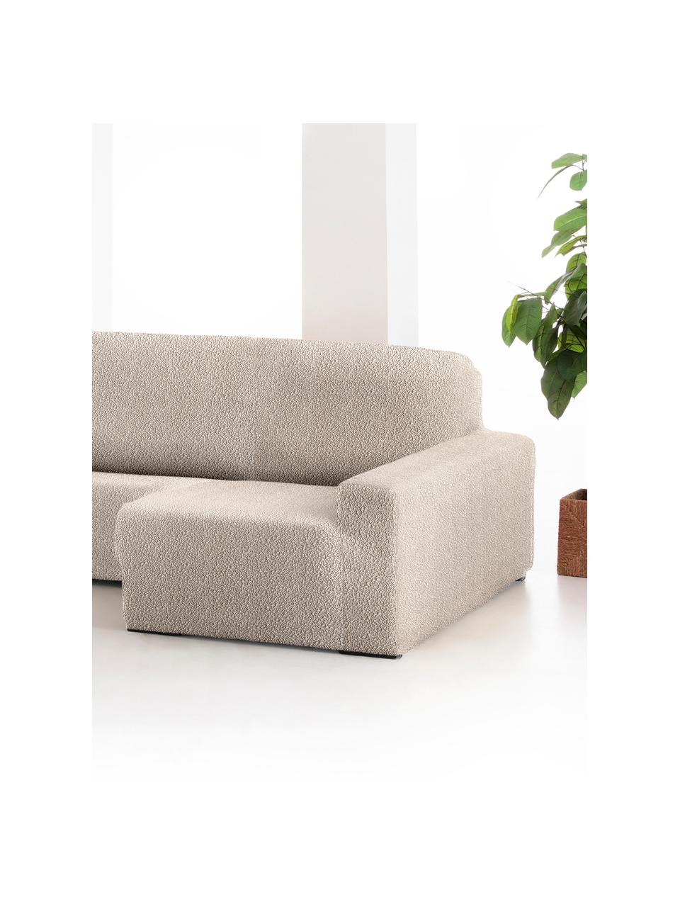 Copertura divano angolare Roc, 55% poliestere, 35% cotone, 10% elastomero, Color crema, Larg. 360 x Alt. 180 cm, chaise-longue a destra