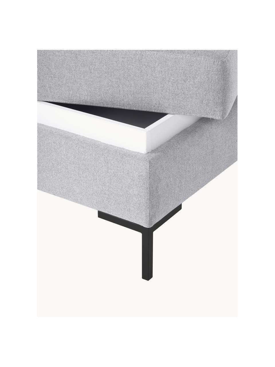 Pouf avec rangement Luna, Tissu gris clair, noir, larg. 77 x haut. 49 cm