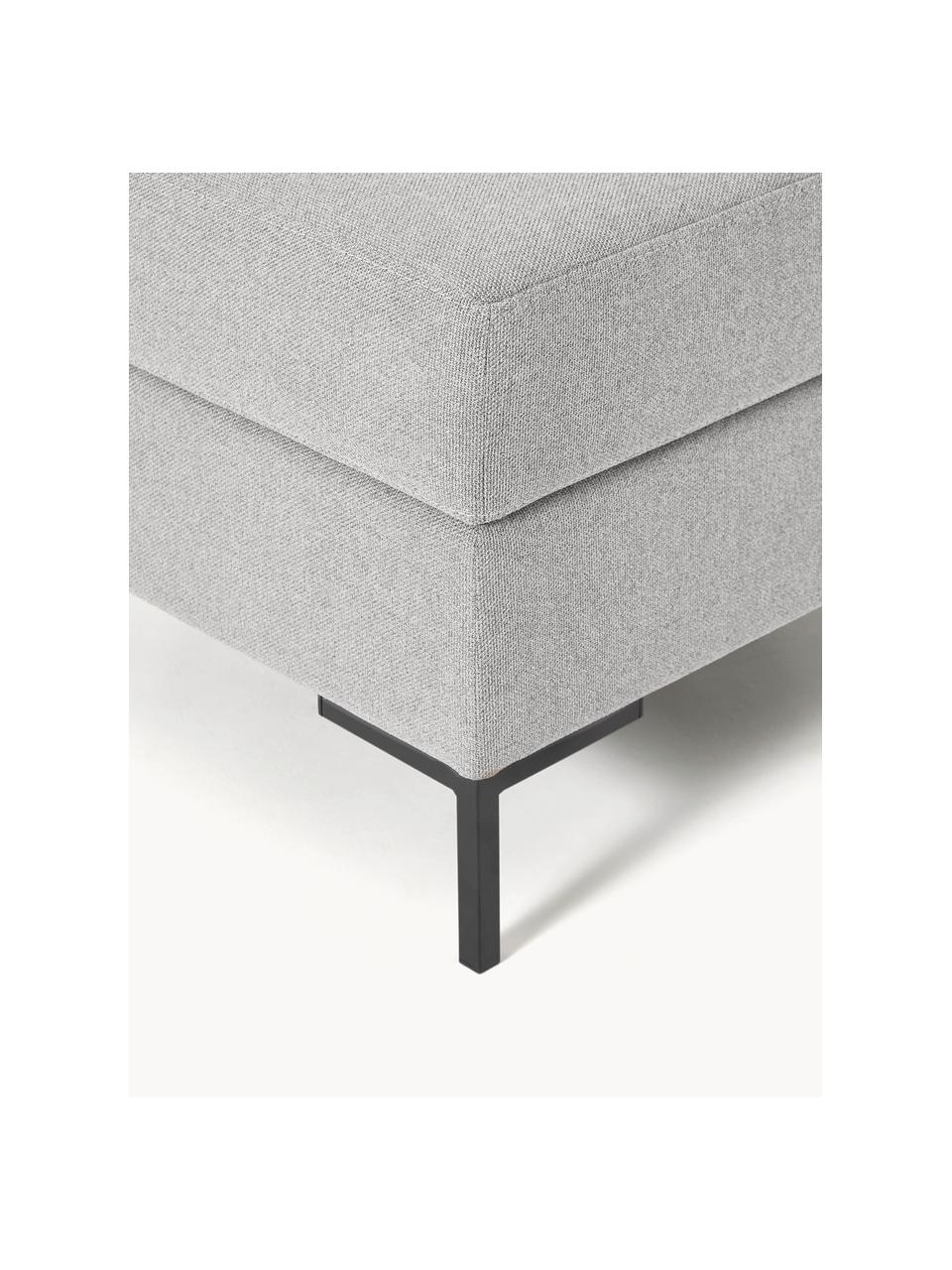 Sofa-Hocker Luna mit Stauraum, Bezug: 100 % Polyester Der strap, Gestell: Massives Buchenholz, Schi, Füße: Metall, galvanisiert Das , Webstoff Hellgrau, Schwarz, B 77 x H 49 cm