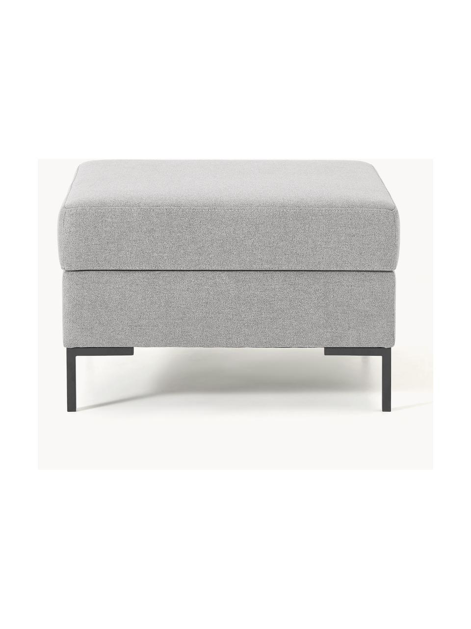 Sofa-Hocker Luna mit Stauraum, Bezug: 100 % Polyester Der strap, Gestell: Massives Buchenholz, Schi, Füße: Metall, galvanisiert Das , Webstoff Hellgrau, Schwarz, B 77 x H 49 cm