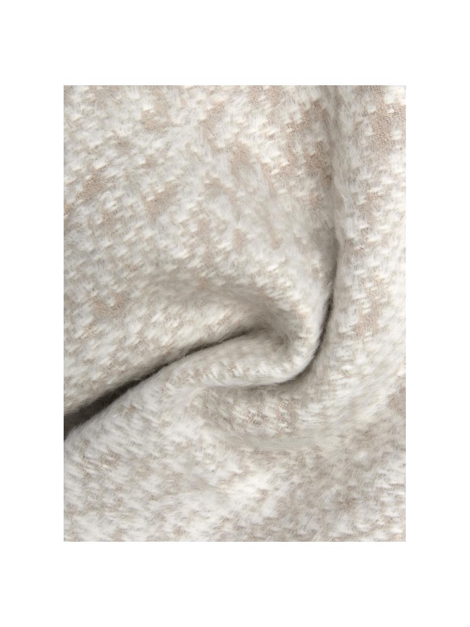 Funda de cojín Deco, 85% algodón, 15% poliacrílico, Blanco, beige, An 50 x L 50 cm