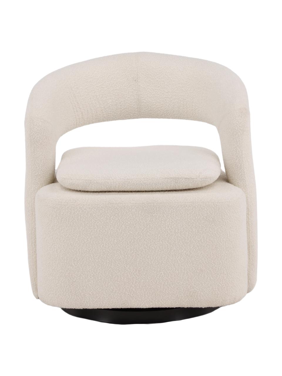 Bouclé otočné křeslo Laurel, Krémově bílá, Š 69 cm, V 75 cm