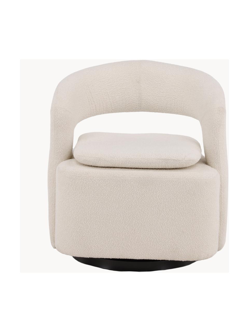 Bouclé loungefauteuil Laurel met draaifunctie, Bekleding: bouclé (100% polyester), Poot: gecoat staal, Bouclé crèmewit, B 69 x H 75 cm