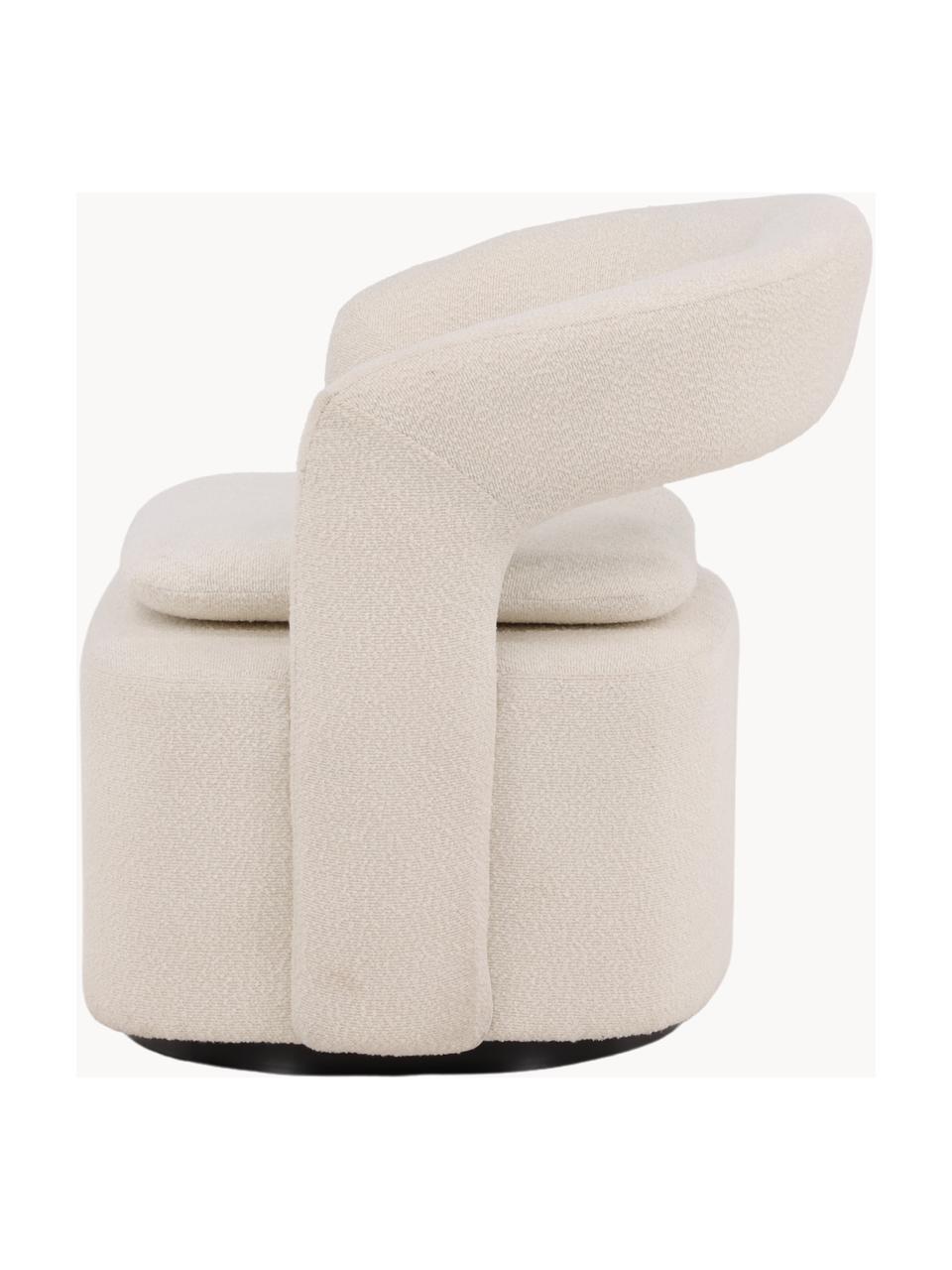 Fauteuil pivotant en tissu bouclé Laurel, Tissu bouclé blanc crème, larg. 69 x haut. 75 cm