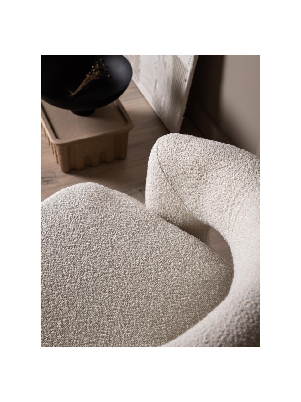 Sillón giratorio en tejido bouclé Laurel, Tapizado: tejido bouclé (100% polié, Bouclé blanco crema, An 69 x Al 75 cm