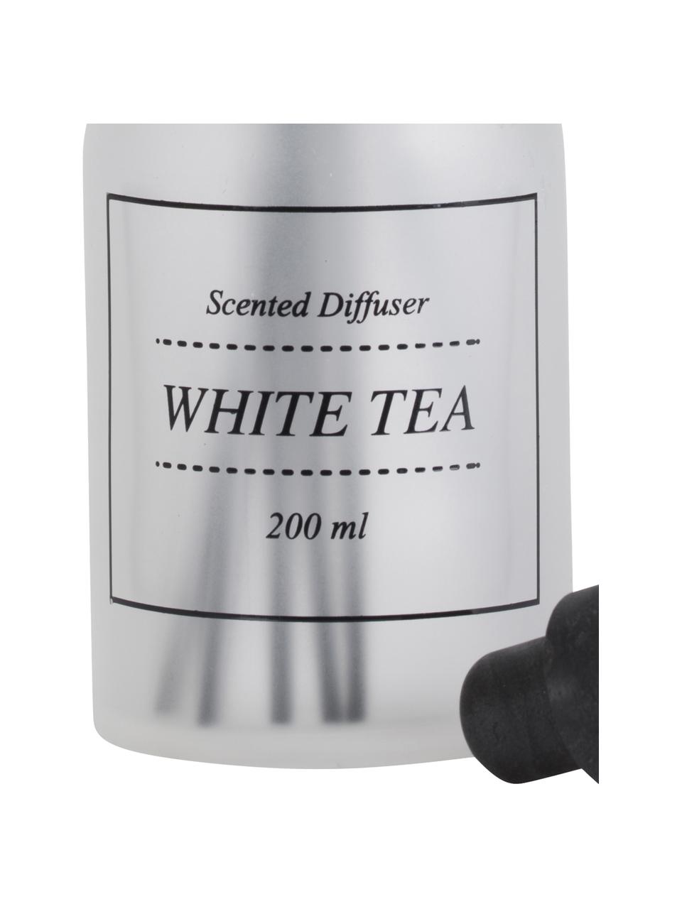 Ambientador White Tea (polvo y té blanco), Vidrio, palos de ratán, Transparente, negro, Ø 7 x Al 29 cm