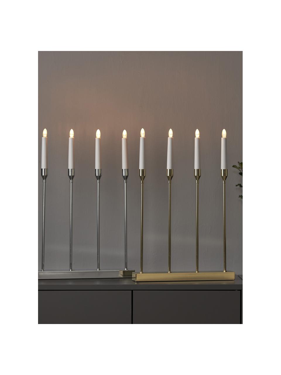 Candelabro con funzione timer Lottie, Candelabro: metallo rivestito, Argentato, bianco, Larg. 33 x Alt. 48 cm