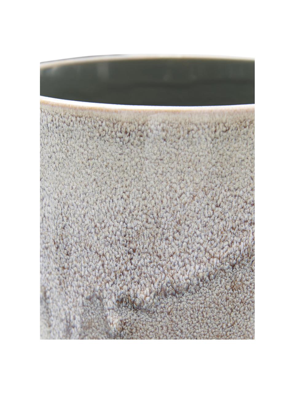 Cache-pot céramique Emine, Céramique, émail, Tons gris, blanc crème, Ø 18 x haut. 23 cm