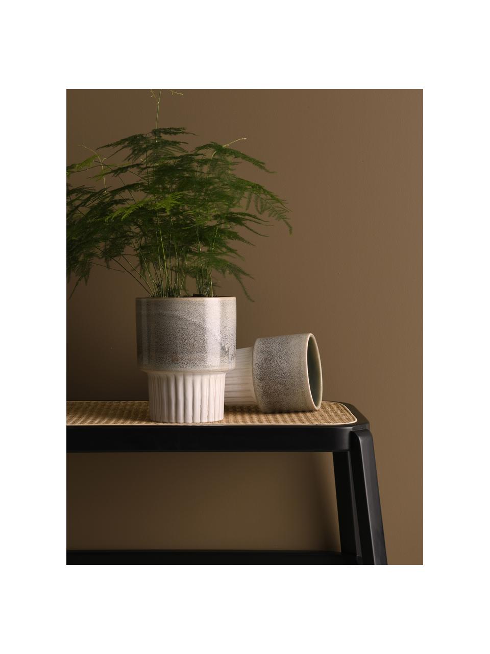 Keramische plantenpot Emine met kleurverloop, Keramiek, geglazuurd, Grijstinten, crèmewit, Ø 18 x H 23 cm