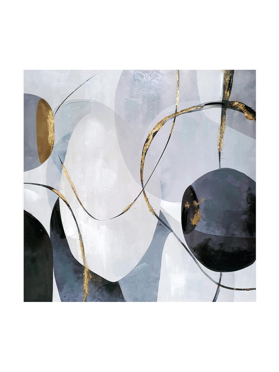 Quadro su tela Bubbles, Immagine: tela, Nero, grigio, oro, Larg. 70 x Alt. 70 cm