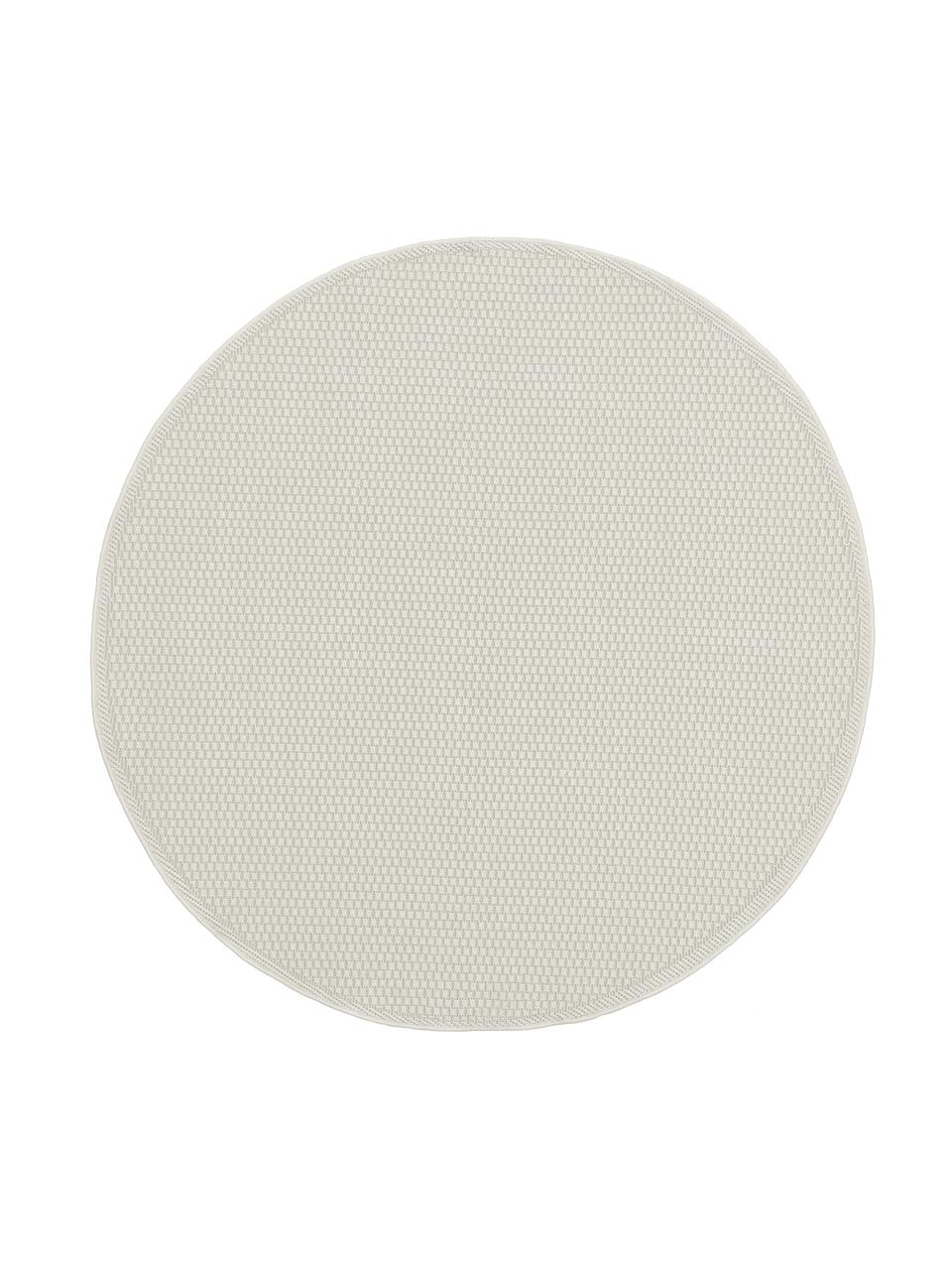 Tapis rond extérieur intérieur blanc crème Toronto, 100 % polypropylène, Blanc crème, Ø 120 cm (taille S)