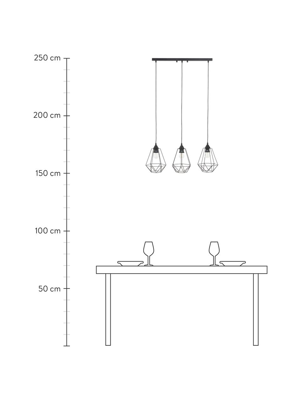 Lampada a sospensione Wire, Paralume: metallo, Baldacchino: metallo, Nero, Larg. 75 x Alt. 25 cm