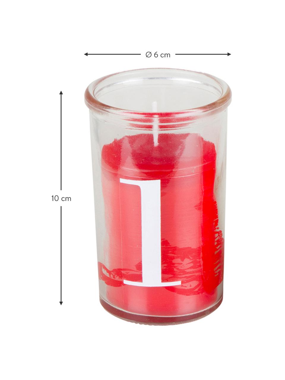 Komplet świec adwentowych Numero, 4 elem., Czerwony, Ø 6 x W 10 cm
