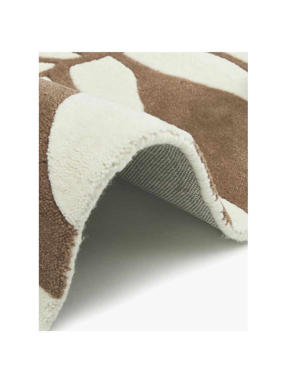 Tapis en laine tufté main Lando, 100 % laine

Les tapis en laine peuvent perdre des fibres lors des premières semaines et des peluches peuvent se former, ce phénomène est naturel et diminue à mesure de votre usage et du temps, Brun, blanc crème, larg. 80 x long. 150 cm (taille XS)