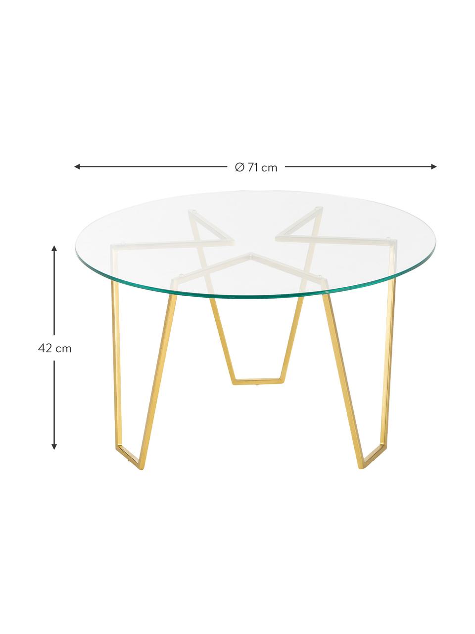 Konferenční stolek se skleněnou deskou Scarlett, Rám: mosazná Deska stolu: transparentní
