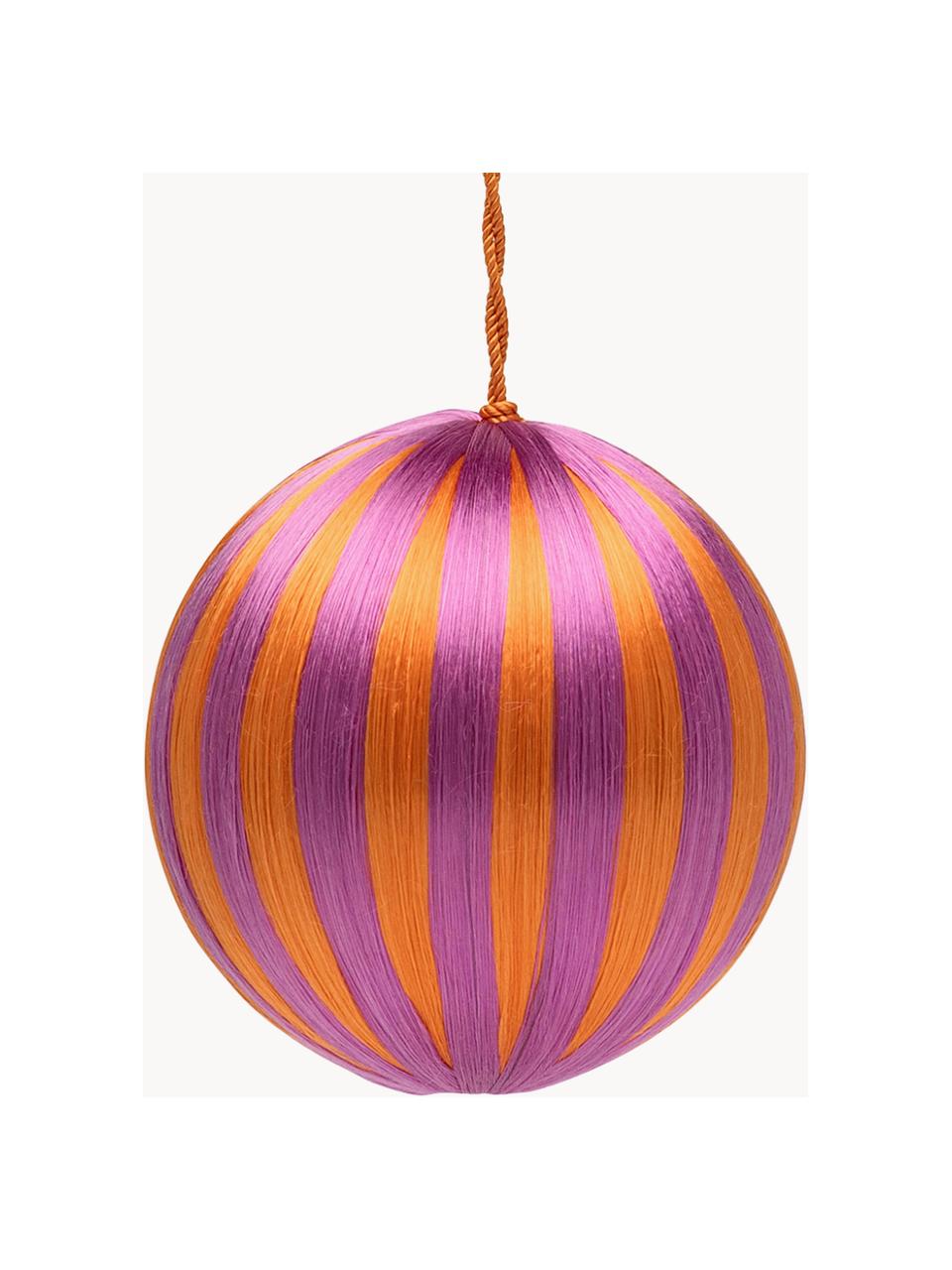 Weihnachtskugeln Corded, 2 Stück, in verschiedenen Größen, Viskose, Kunststoff, Orange, Lila, Ø 15 cm