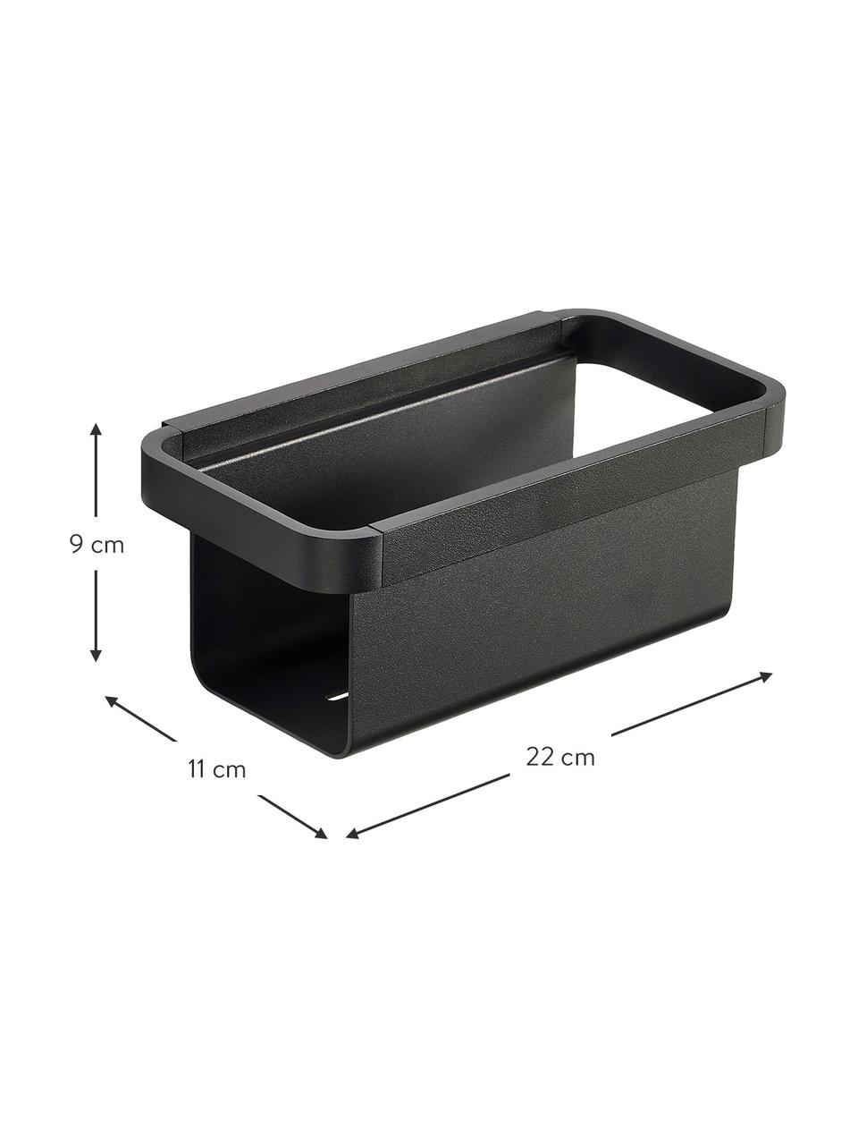 Mensola bagno in metallo Small Rim, Alluminio rivestito, Nero, Larg. 22 x Alt. 9 cm