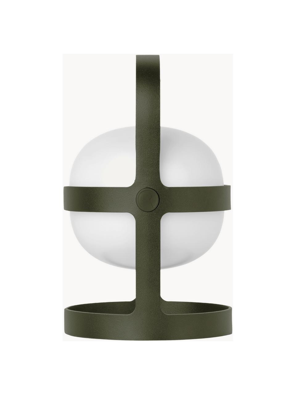 Lámpara solar Soft Spot, portátil, Pantalla: plástico, Estructura: acero con pintura en polv, Cable: plástico, Verde oliva, Ø 12 x Al 19 cm