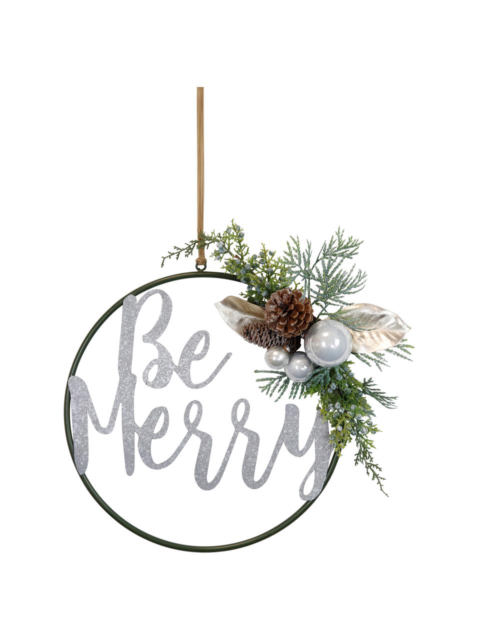 Ciondolo decorativo Be Merry, Metallo, plastica, tenone, Verde, argentato, Ø 36 cm