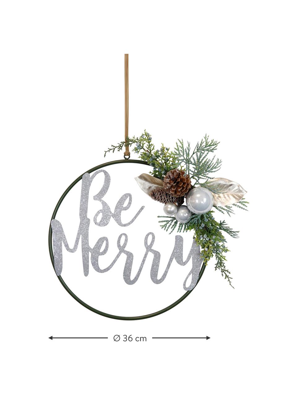 Décoration de Noël à suspendre Be Marry, Métal, plastique, cônes, Vert, couleur argentée, Ø 36 cm