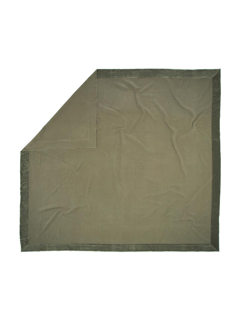 Narzuta z piki waflowej z bawełny Nordic, 100% bawełna, Zielony, S 260 x D 280 cm (do łóżek o wymiarach od 200 x 200 cm)