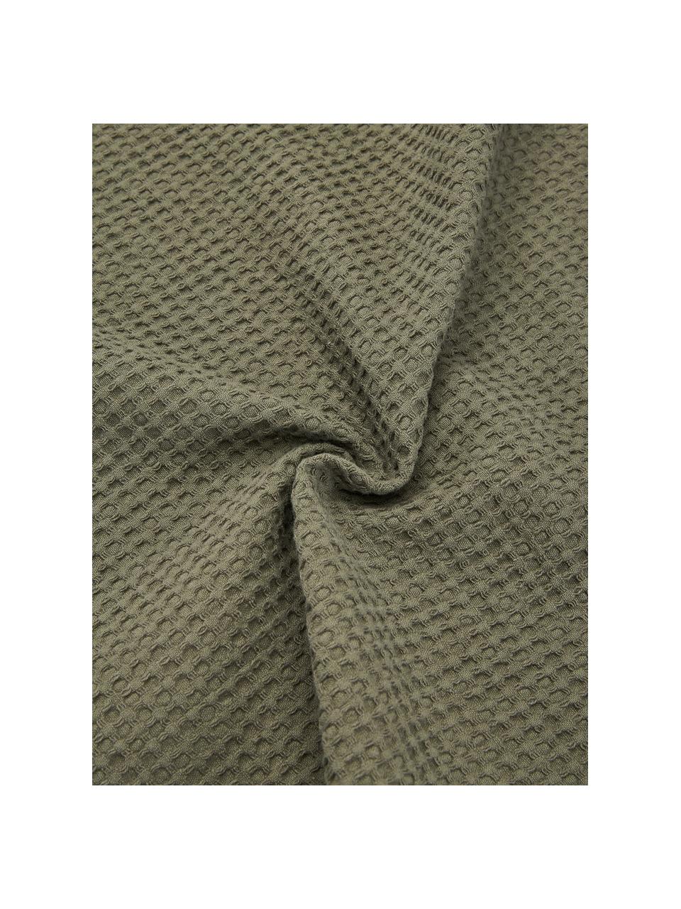 Narzuta z piki waflowej z bawełny Nordic, 100% bawełna, Zielony, S 260 x D 280 cm (do łóżek o wymiarach od 200 x 200 cm)