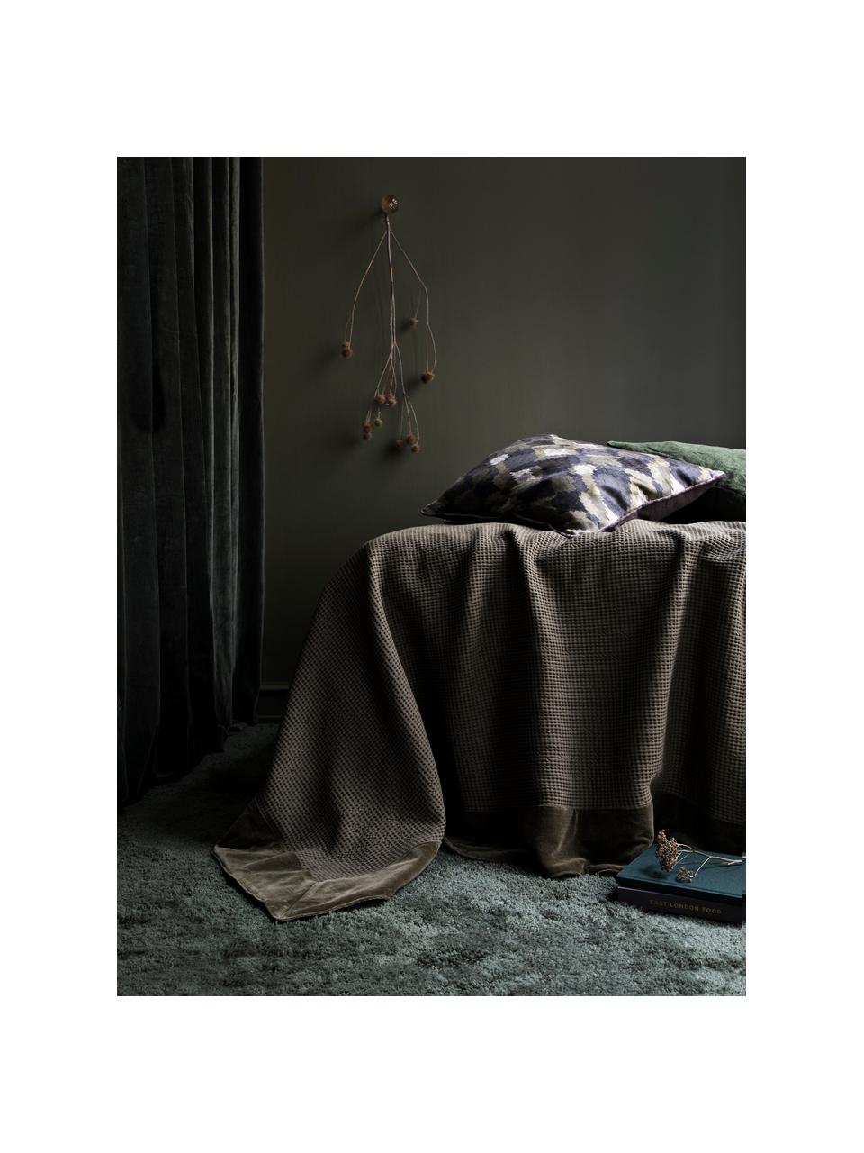 Prehoz z bavlny s vafľovou štruktúrou Nordic, 100 %  bavlna, Zelená, Š 260 x D 280 cm (pre postele do 200 x 200 cm)