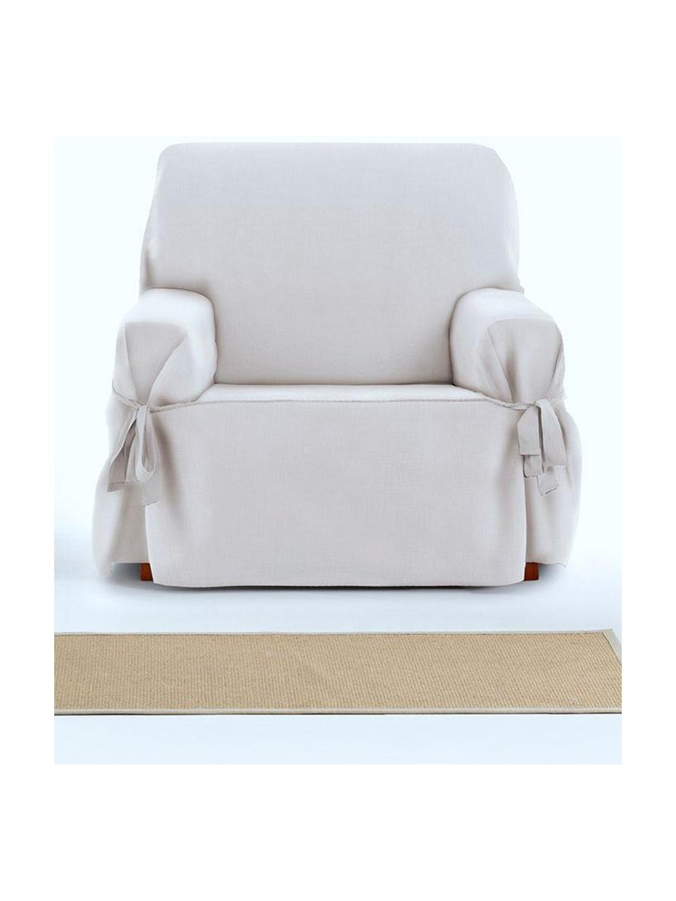 Funda de sillón Levante, 65% algodón, 35% poliéster, Blanco, An 120 x Al 110 cm
