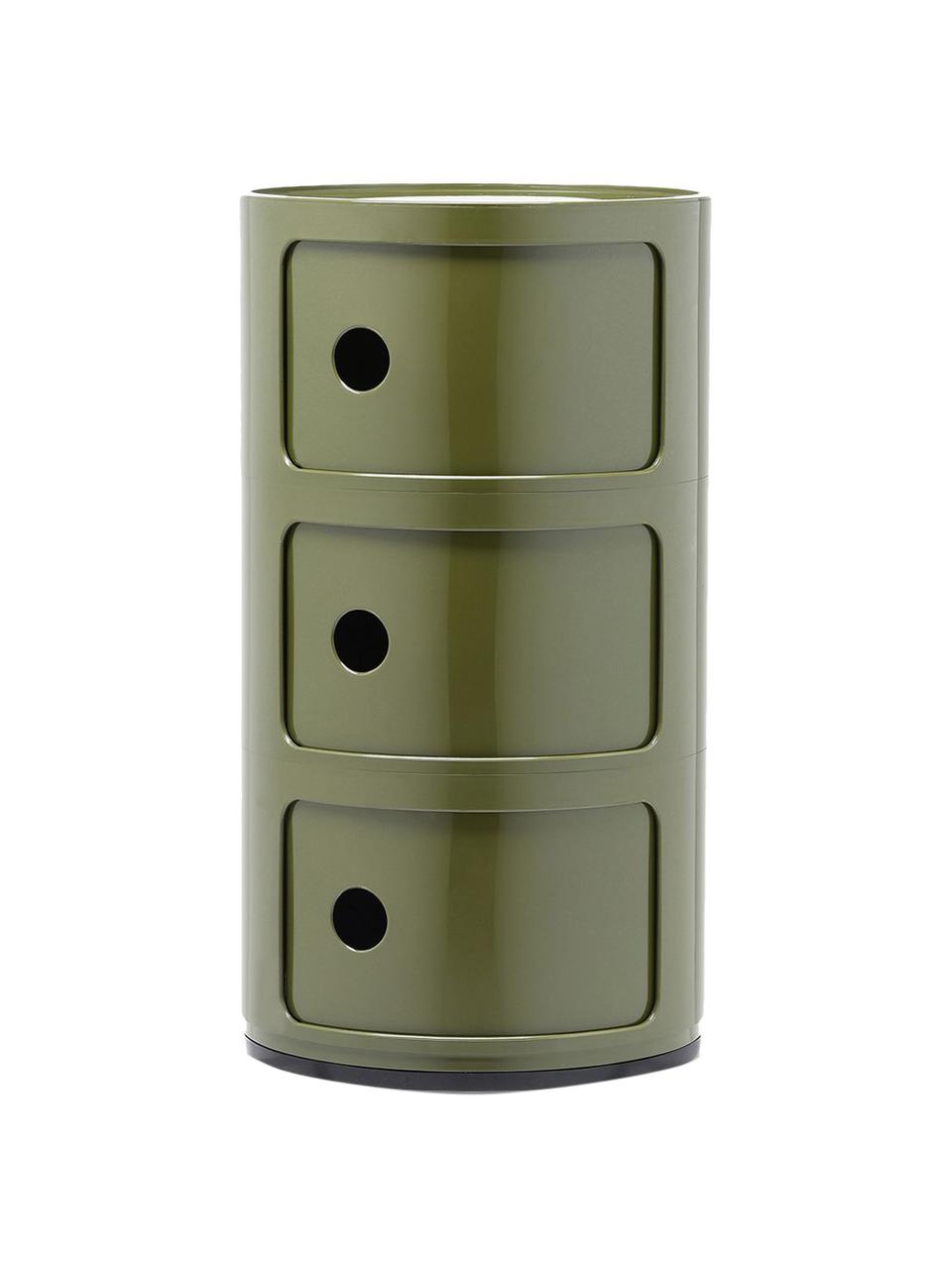 Design Container Componibili 3 Modules in Grün, Kunststoff, Greenguard-zertifiziert, Grün, hochglanz, Ø 32 x H 59 cm