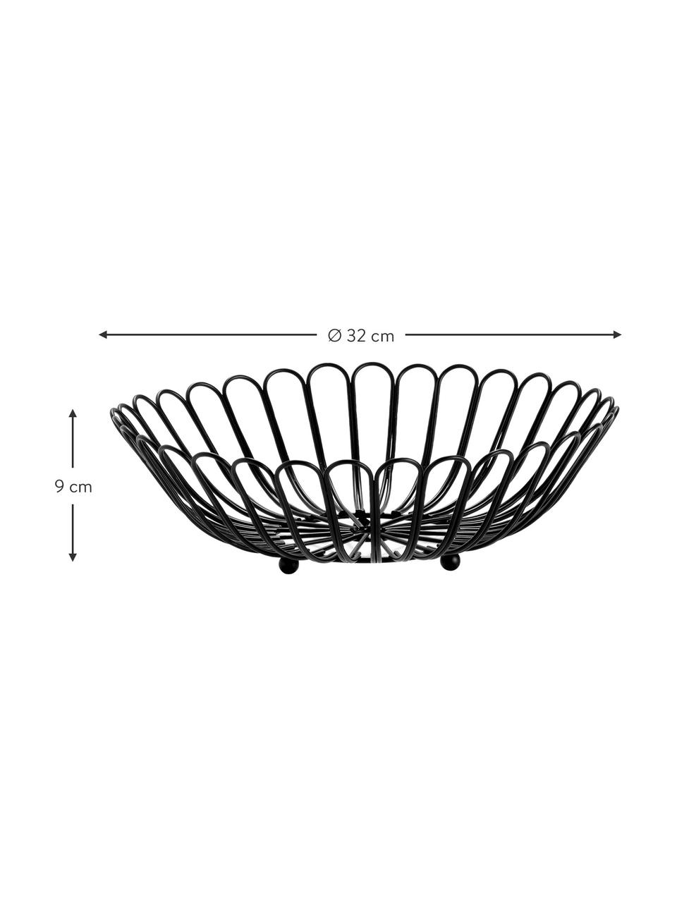 Ronde opbergmand Terli, Gecoat metaal, Zwart, Ø 32 x H 9 cm