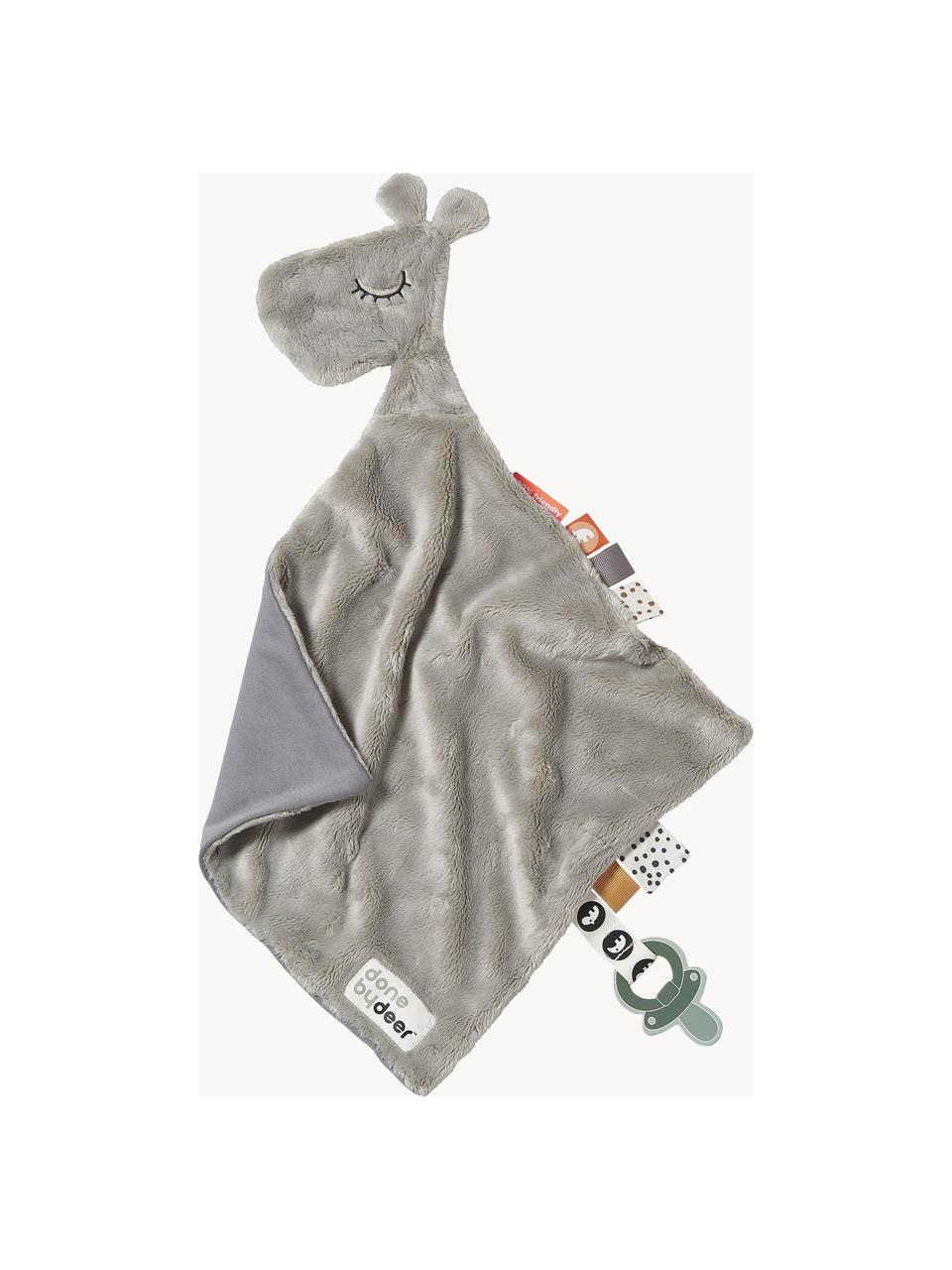 Baby-Schmusetuch Raffi mit Schnullerhalter, 50 % Baumwolle, 50 % Polyester, Grau, B 30 x L 30 cm