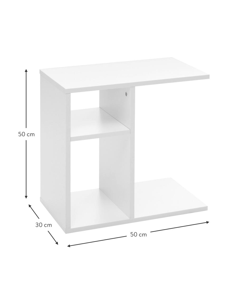 Tavolino con scomparti Milo, Truciolato, Bianco, Larg. 50 x Prof. 30 cm